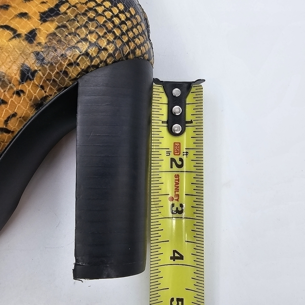 Aqua Womens Soren Leather Snakeprint High Heeled Boots Yellow 5.5 - Picture 12 of 13